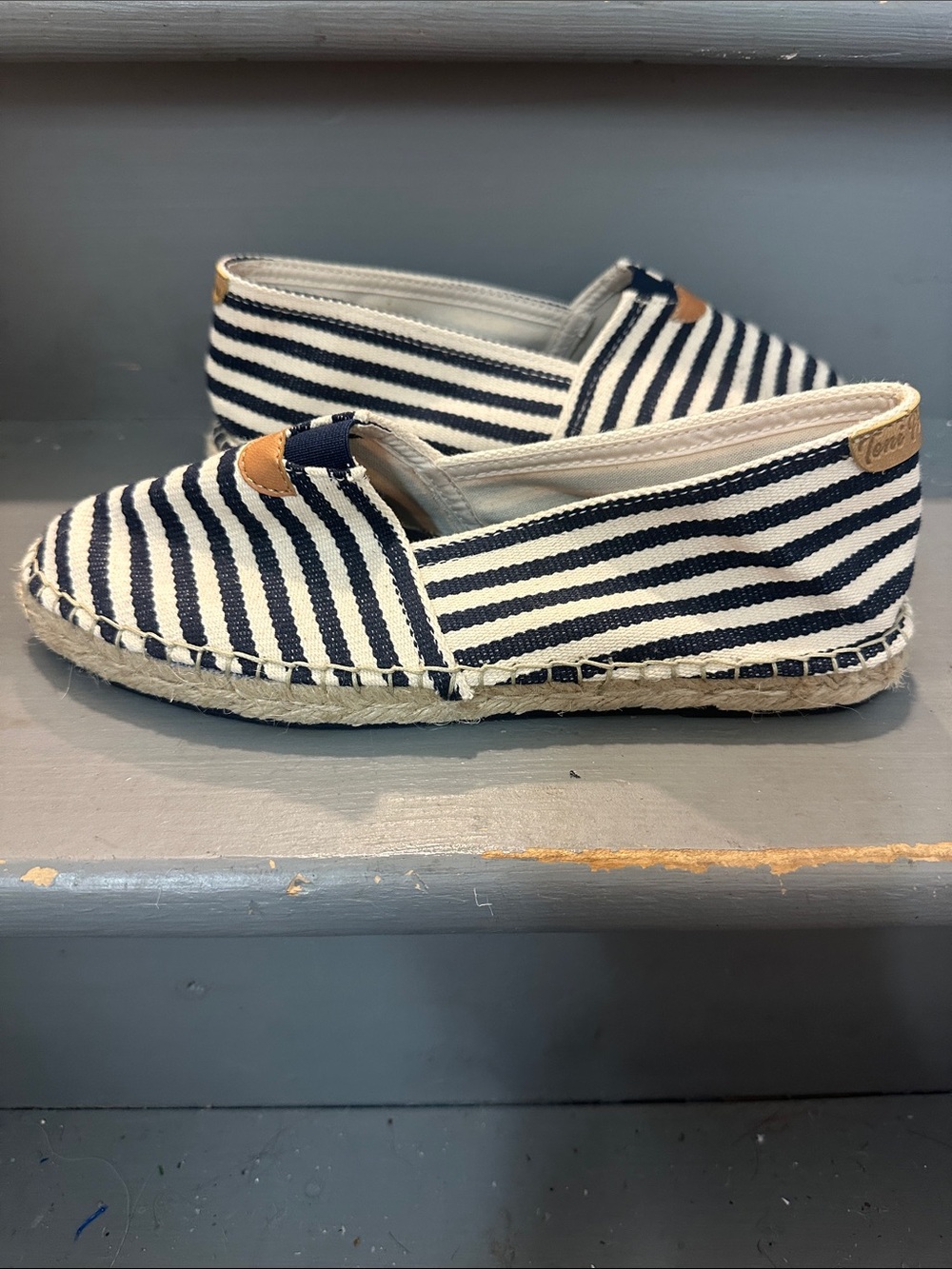 Toni Pons- Striped Navy and White Espadrille Slip-Ons